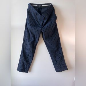 ann taylor petite navy eyelet slim pants